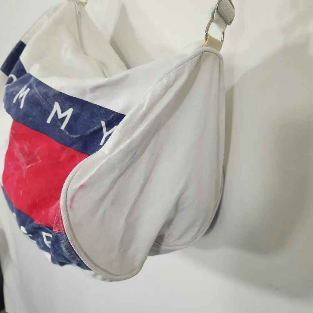 Vintage 1990s Tommy Hilfiger Canvas‎ Duffel Bag White